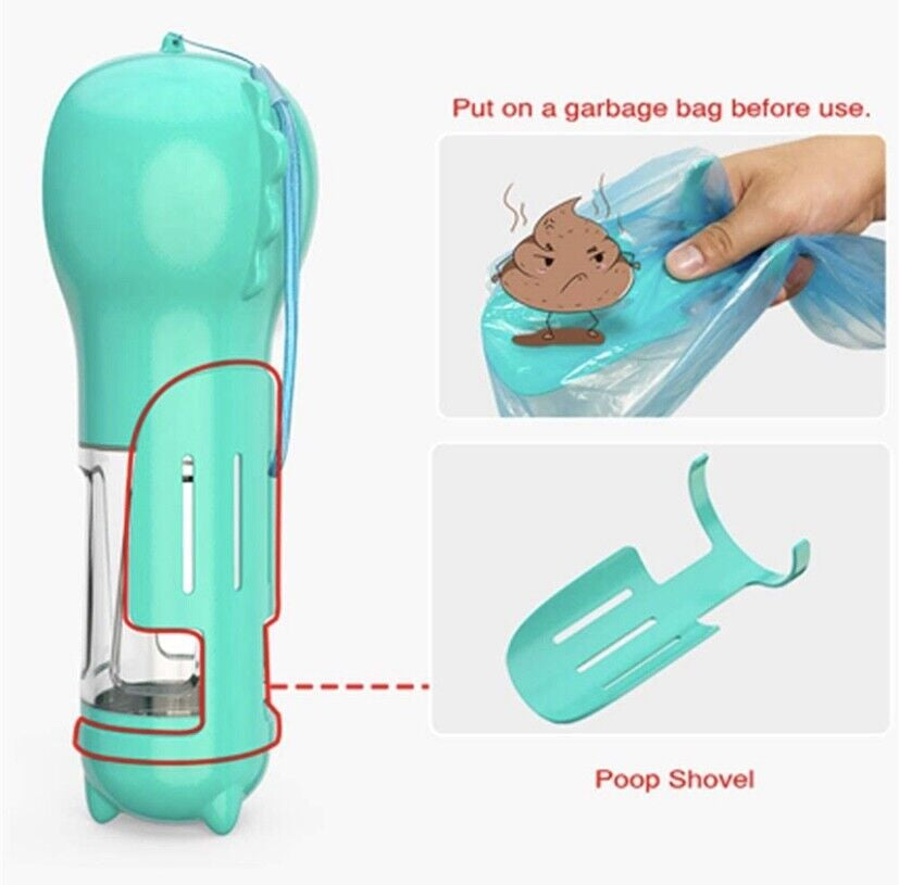 Portable Travel Water Dispenser for Dogs with Integrated Waste Bag Feature