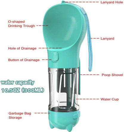 Portable Travel Water Dispenser for Dogs with Integrated Waste Bag Feature