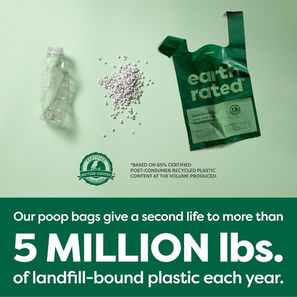 Earth Rated Lavender Dog Waste Bags with Handles - Value Pack of 600, Leakproof and Easy to Tie
