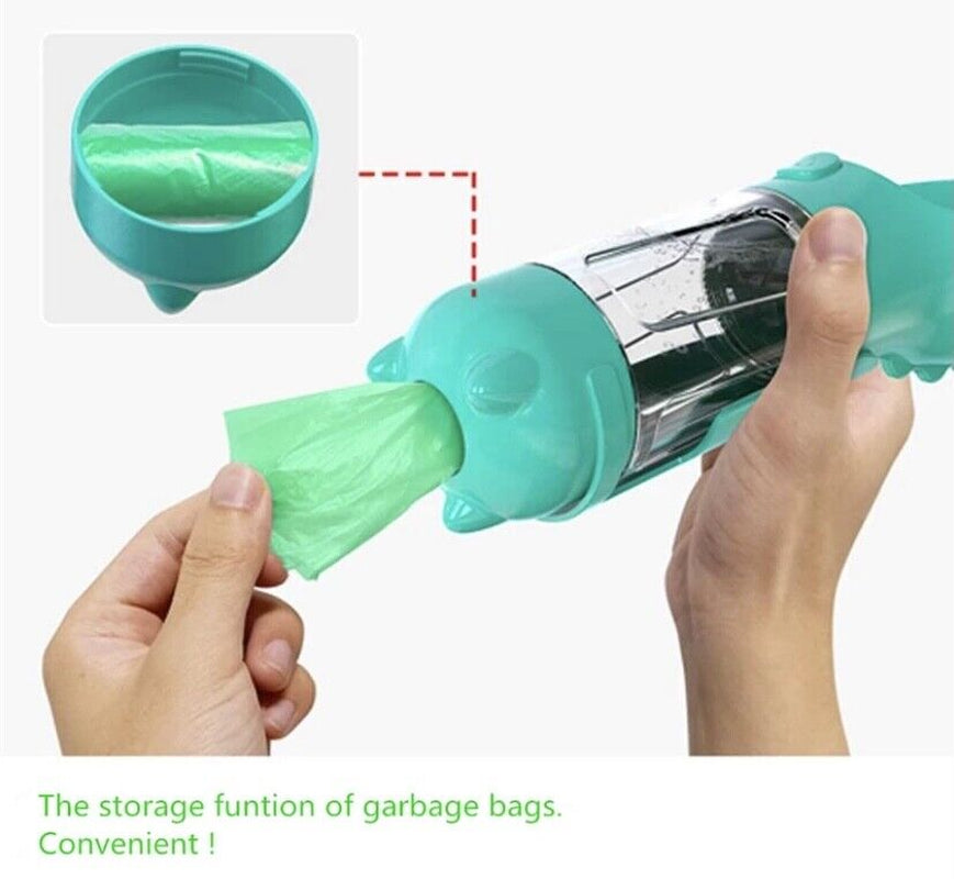 Portable Travel Water Dispenser for Dogs with Integrated Waste Bag Feature