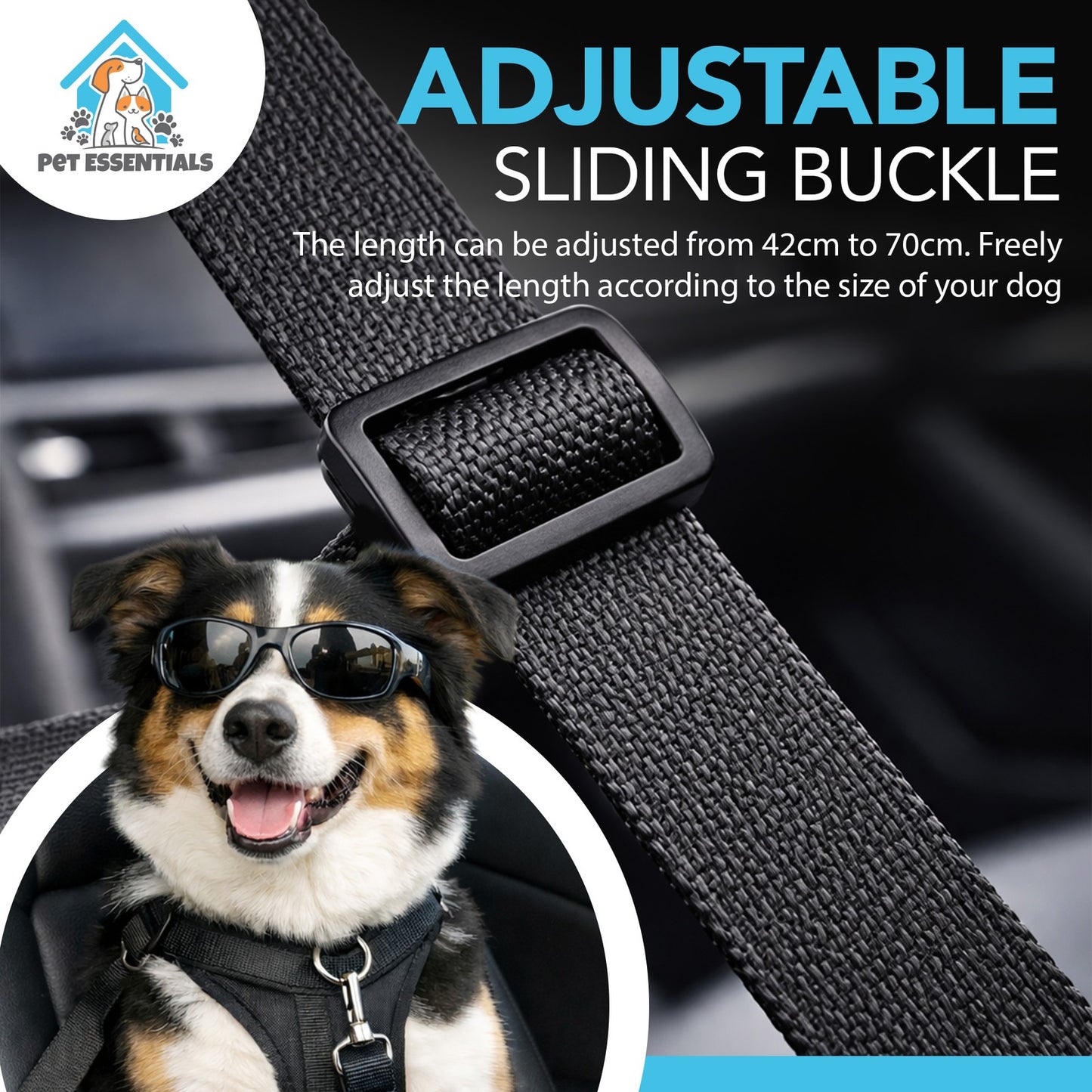 Adjustable Pet Dog Car Safety Harness with Seat Belt Restraint Strap