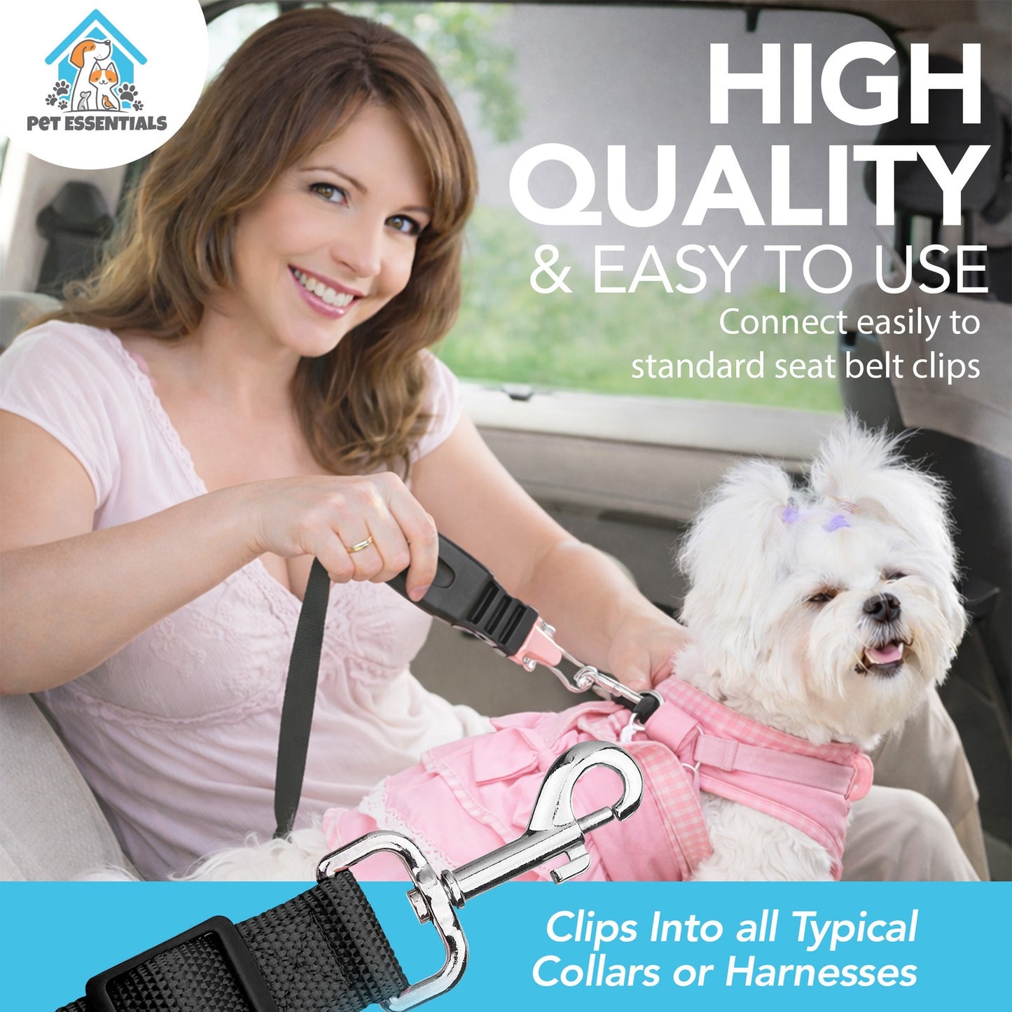 Adjustable Pet Dog Car Safety Harness with Seat Belt Restraint Strap